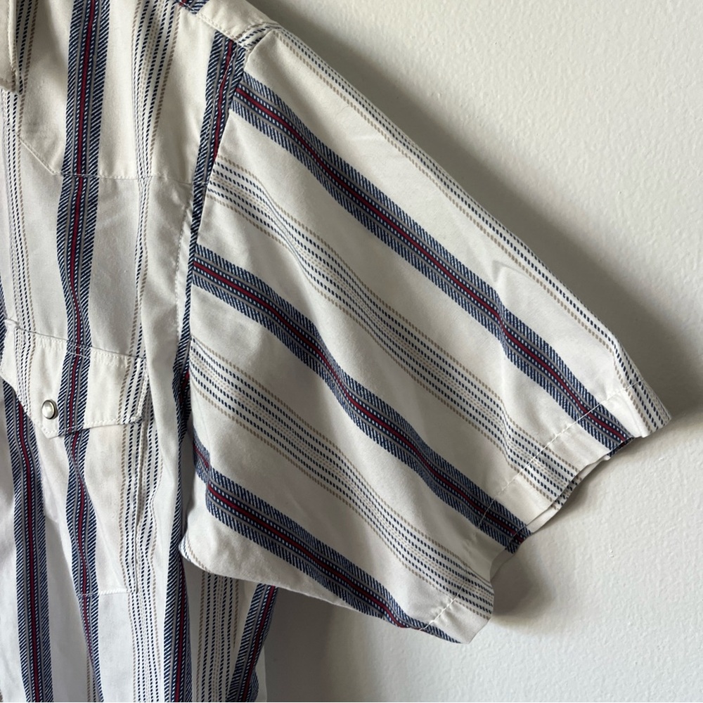 Vintage Wrangler X Long Tails Pearl Snap Button Striped Short sleeve 2 pocket 16 - Picture 4 of 9